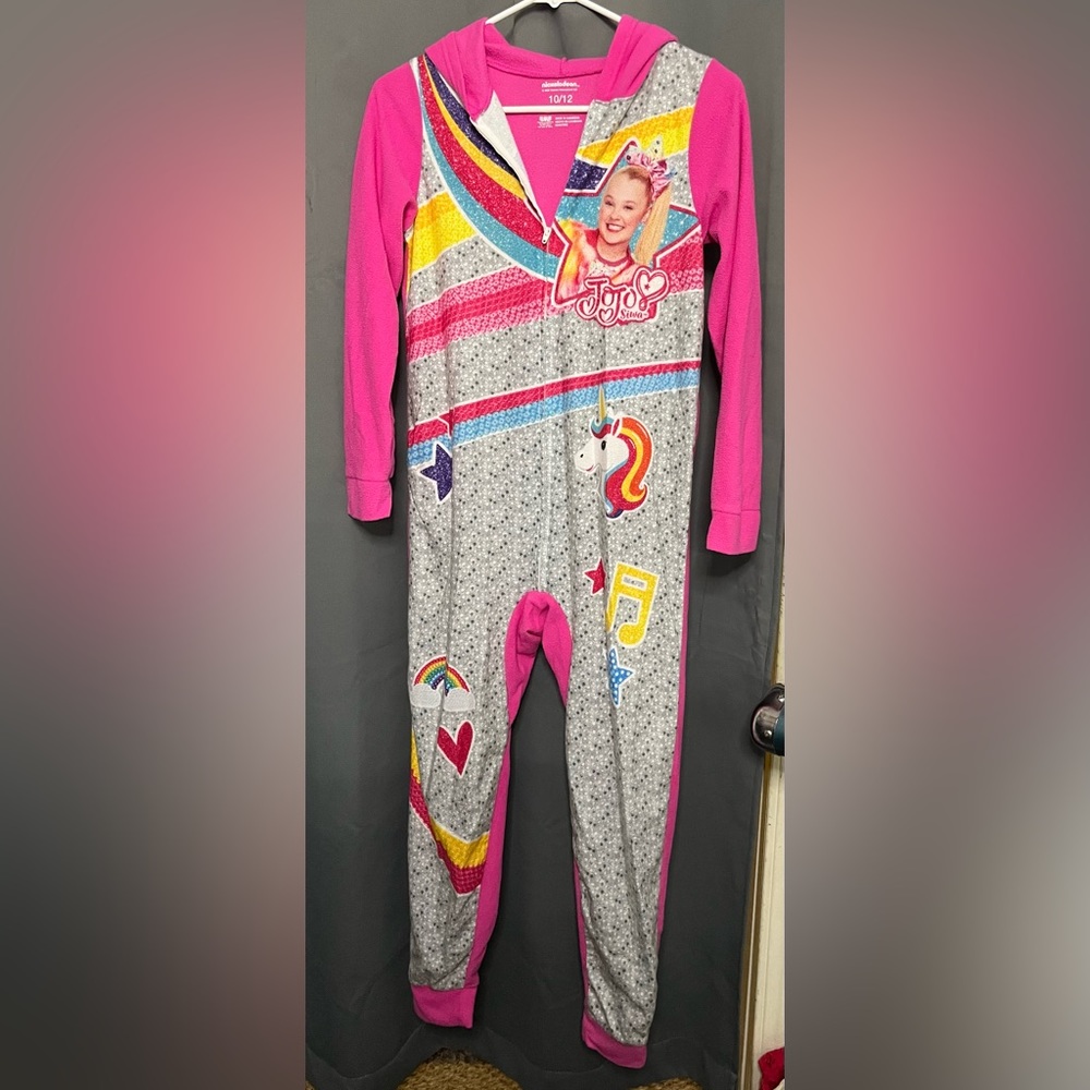 Jojo Siwa Zip up Hooded Girls Onesie Pajamas